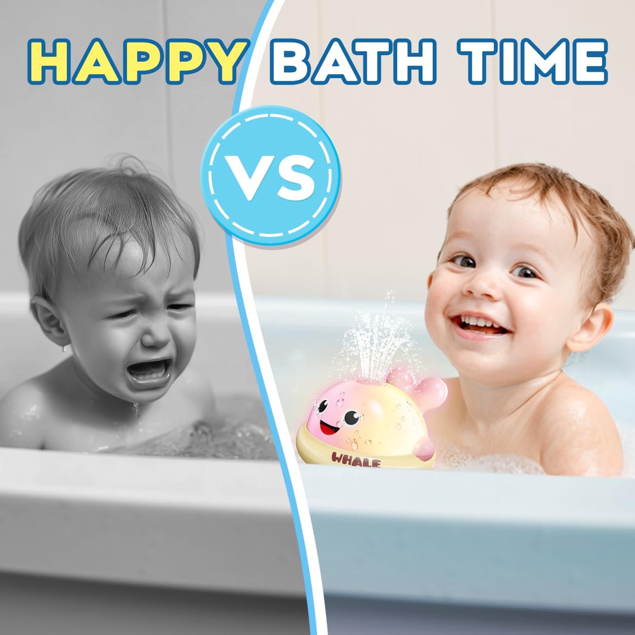 Light up Baby Bath Toys: Whale Bath Toy Sprinkler, Bath Toys for Kids Ages 1-3, Bathtub Outdoor Water Pool Toys for Toddlers 1 2 3 Year Old, Birthday Gift for Boys & Girls