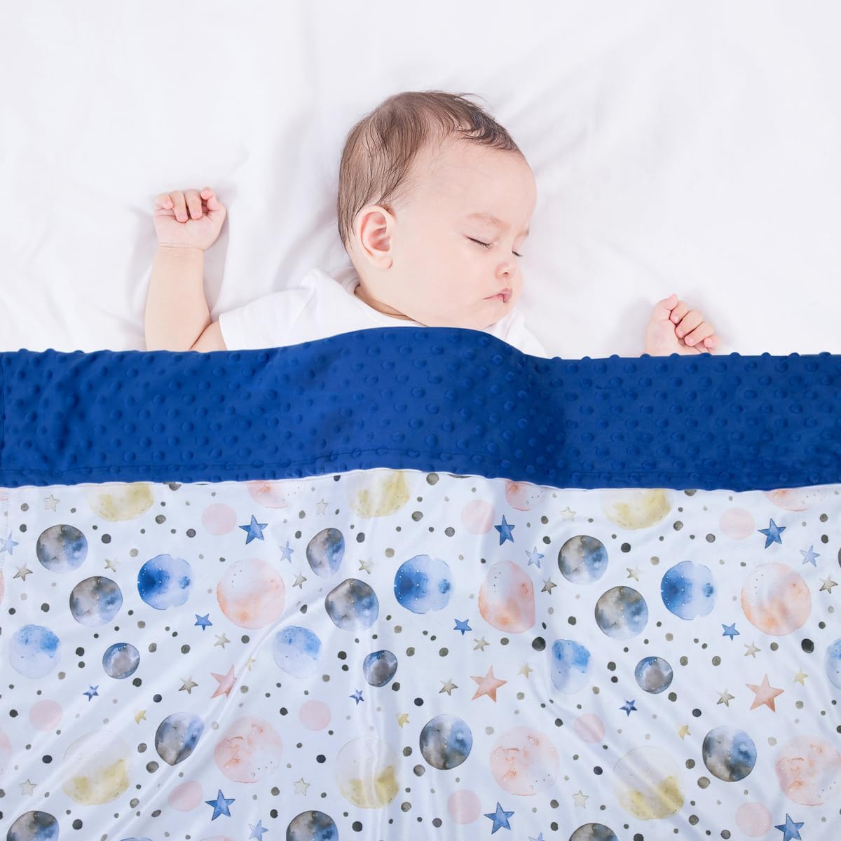 Baby Blankets for Unisex Boys Girls, Super Soft Nursery Minky Blankets, 30 x 40 inch Outer Space Printed Bed Throws Newborn (Color Planet)
