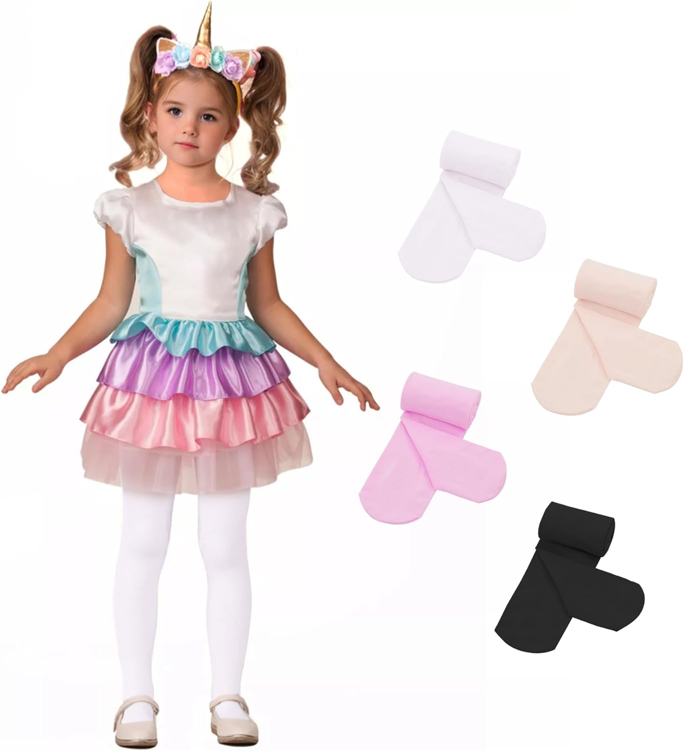 Zando 4 Pairs Tights for Girls Ultra Soft Velvet Dance Tights for Girls Ballet Gymnastics School Uniform 1-14 Years