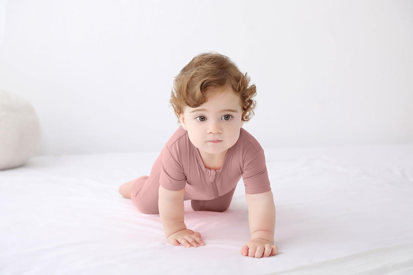 GUISBY Rayon Made from Bamboo Baby Pajamas, Summer Short Sleeve Footless Rompers, 2 Way Zipper Sleeper