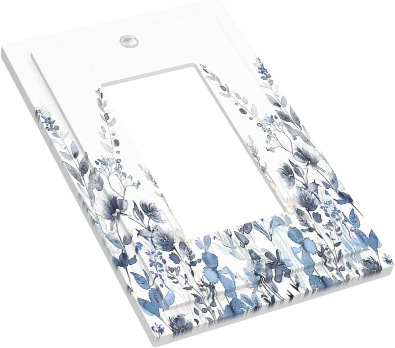 Decorative Outlet Covers Light Blue Watercolor Leaves Plant With Floral 1 Gang Single Rocker Light Switch Cover Plate Wall Plates GFCI Faceplate for Bedroom Bathroom Decor