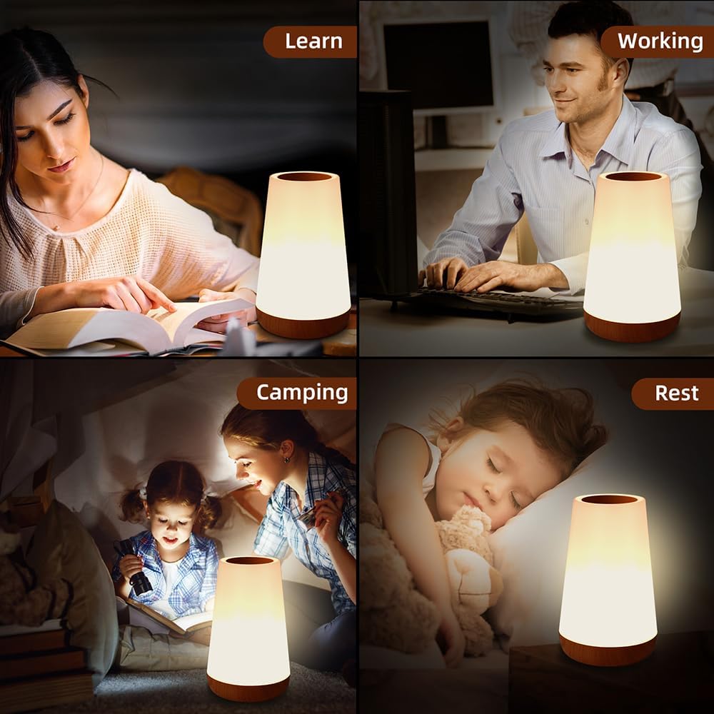 Luxxflour Night Light Lamp, Dimmable Touch Lamp for Bedroom, Portable Table Bedside Lamp, 5 Brightness & 13 RGB Colors, Night Lights for Perfect for Bedroom, Living Room, and Home Decor