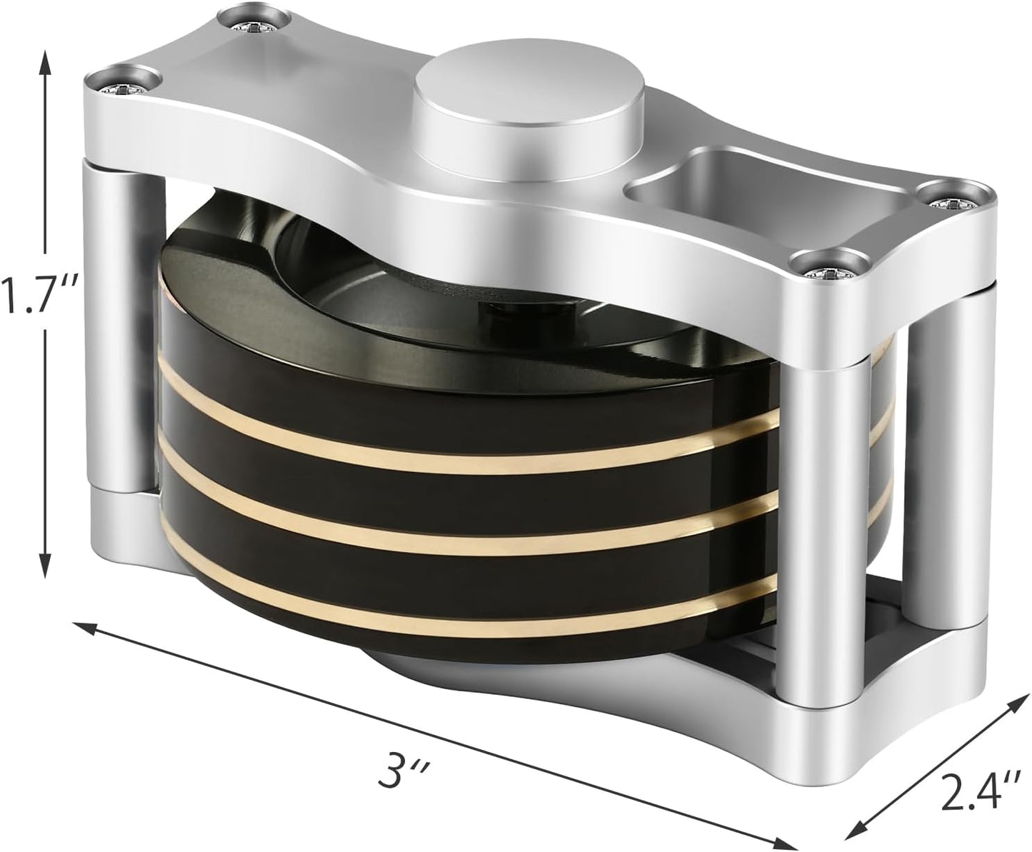 Metal Spinning Top Fidget Toys Perpetual Motion Machine, Silent Spinners Gyro Desk Toys Tech Gadgets for Adults with Anxiety, Kinetic Toy Long Lasting Exceed 30 Mins, Illusion Gloss Black