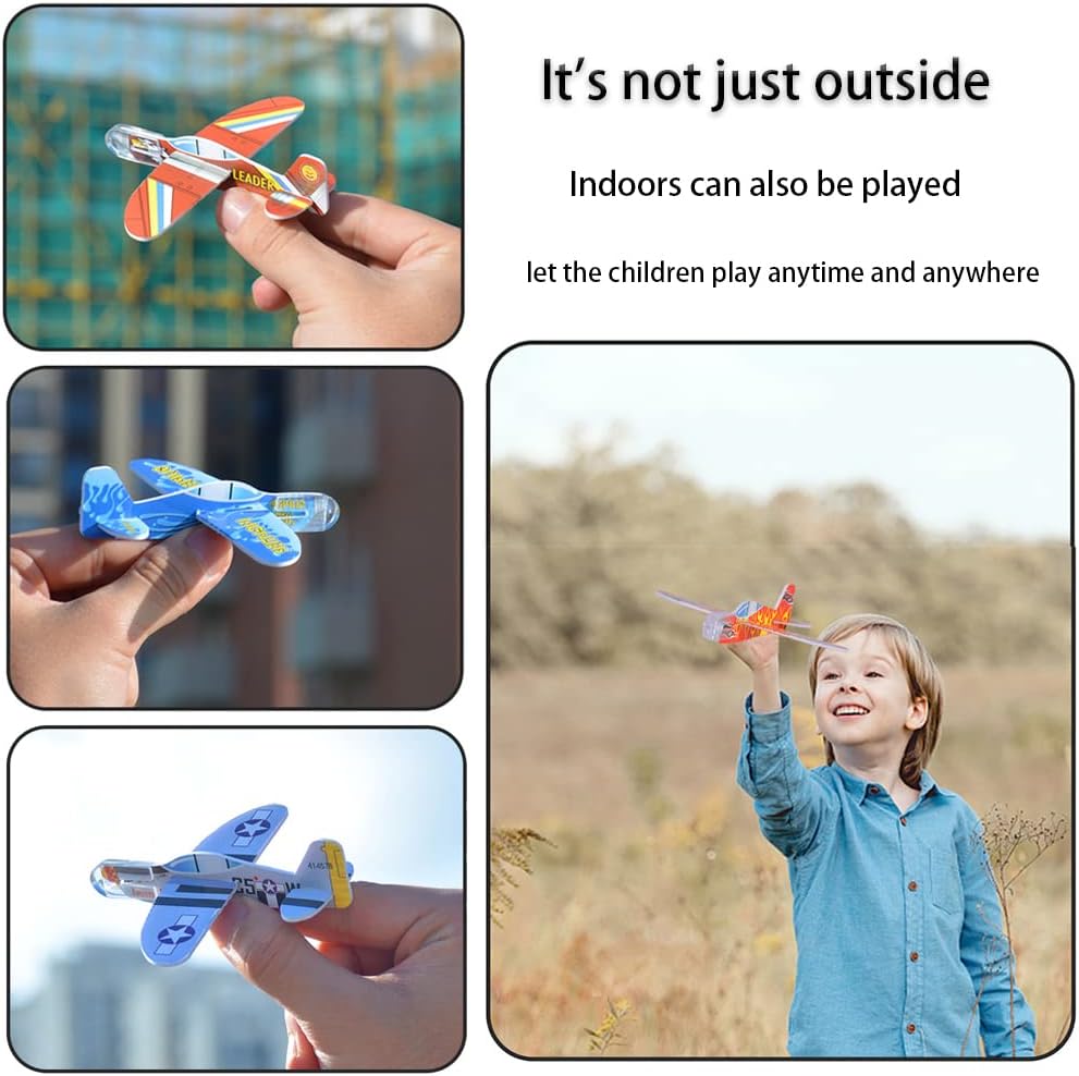 50 Pcs Foam Gliders Planes Toys for Kids, Paper Airplane, Party Favors Goodie Bag Stuffers, Outdoor Flying Toys, Bulk for Classroom Prizes Boys and Girls