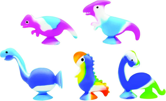 Raymond Geddes Dino Desk Pets (48 per Bag) – Tie Dye Dinosaur Desk Pets with Suction Cups - Assorted Dino Suction Toys