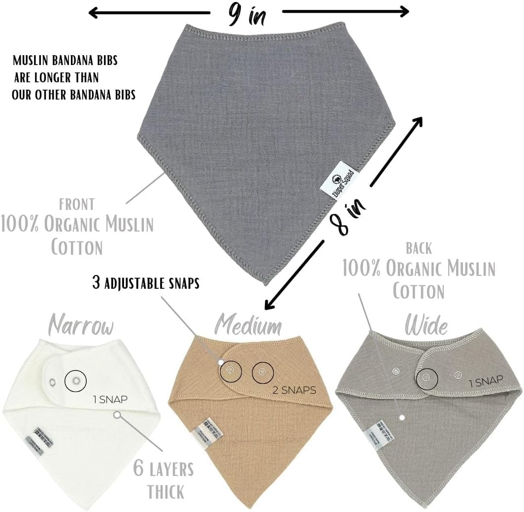 DiaperSquad's Baby Bibs for Drooling and Teething, Bibs for Boys, Baby Girl - Solid Cotton Baby Drool Bibs