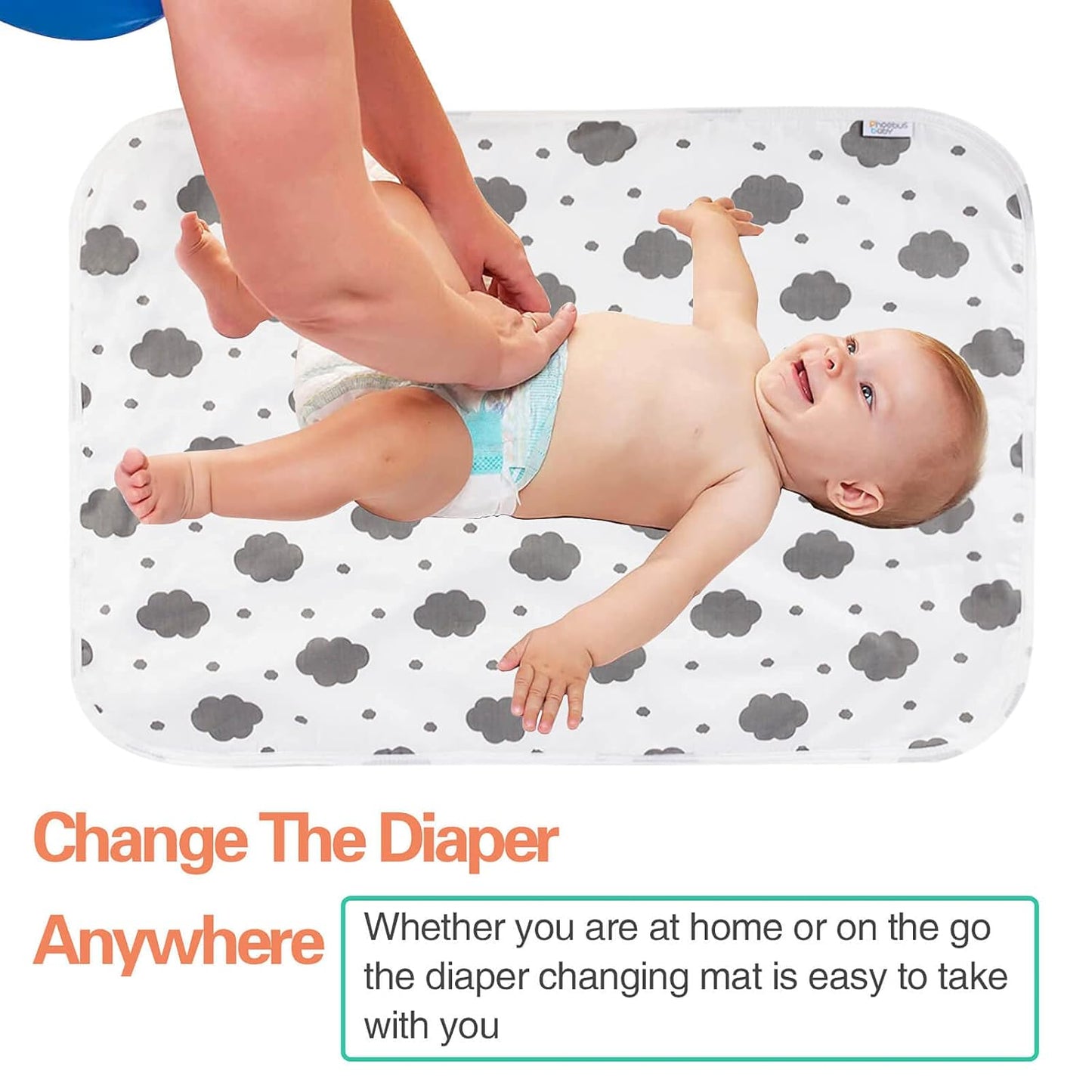 Baby Diaper Changing Pad, 21 5/8" x 31.5" Waterproof Changing Pad Liners - Reusable Soft and Absorbent Portable Changing Mat(Cloud1PCS)