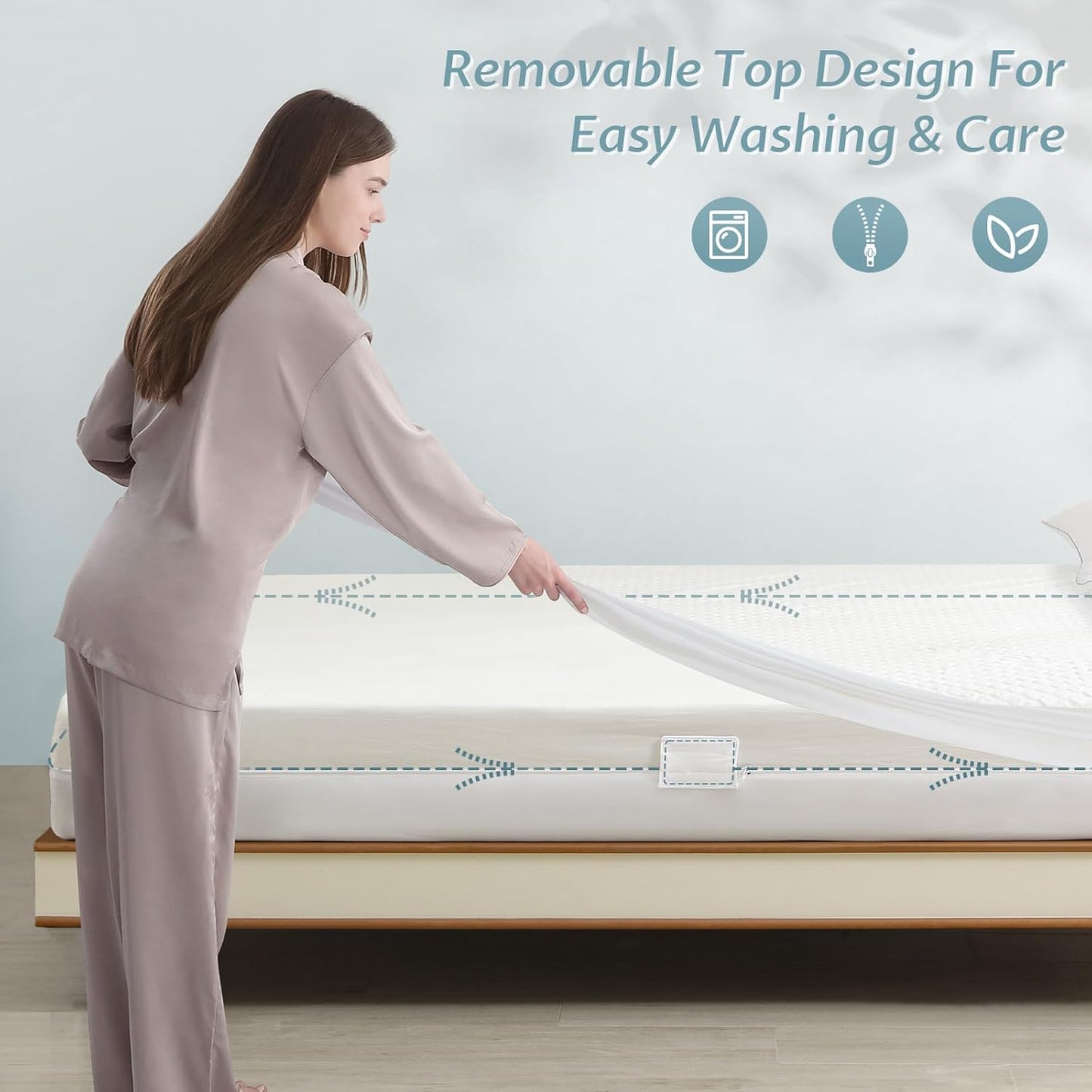 Twin XL Size Mattress Protector with Zipper - 100% Waterproof Zippered Mattress Cover - Soft & Cooling Noiseless Bed Mattress Covers - Top Removable Mattress Encasement 10-12" Deep