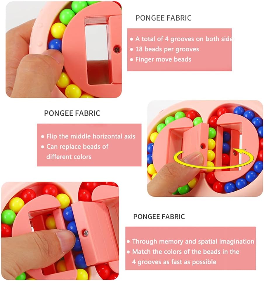 Rotating Magic Bean Cube Spinner Fidget Toys,Stress Relief Gifts Fidget Puzzles for Adults Kids,Anxiety Relief Learning & Education Toys,Double Flip Handheld Puzzle Cube Toys(White)