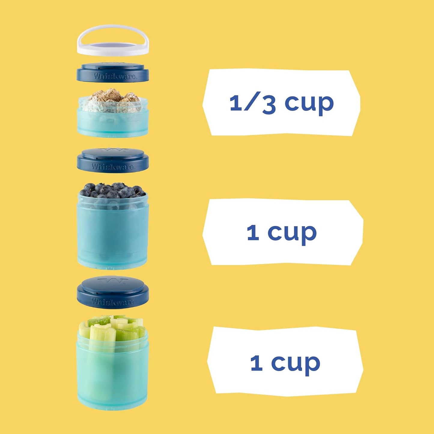 Whiskware Paw Patrol Stackable Snack Containers for Babies, Kids, and Toddlers, 3 Stackable Snack Cups for School and Travel, Formula Friendly, Cupholder Friendly All Paws On Deck!