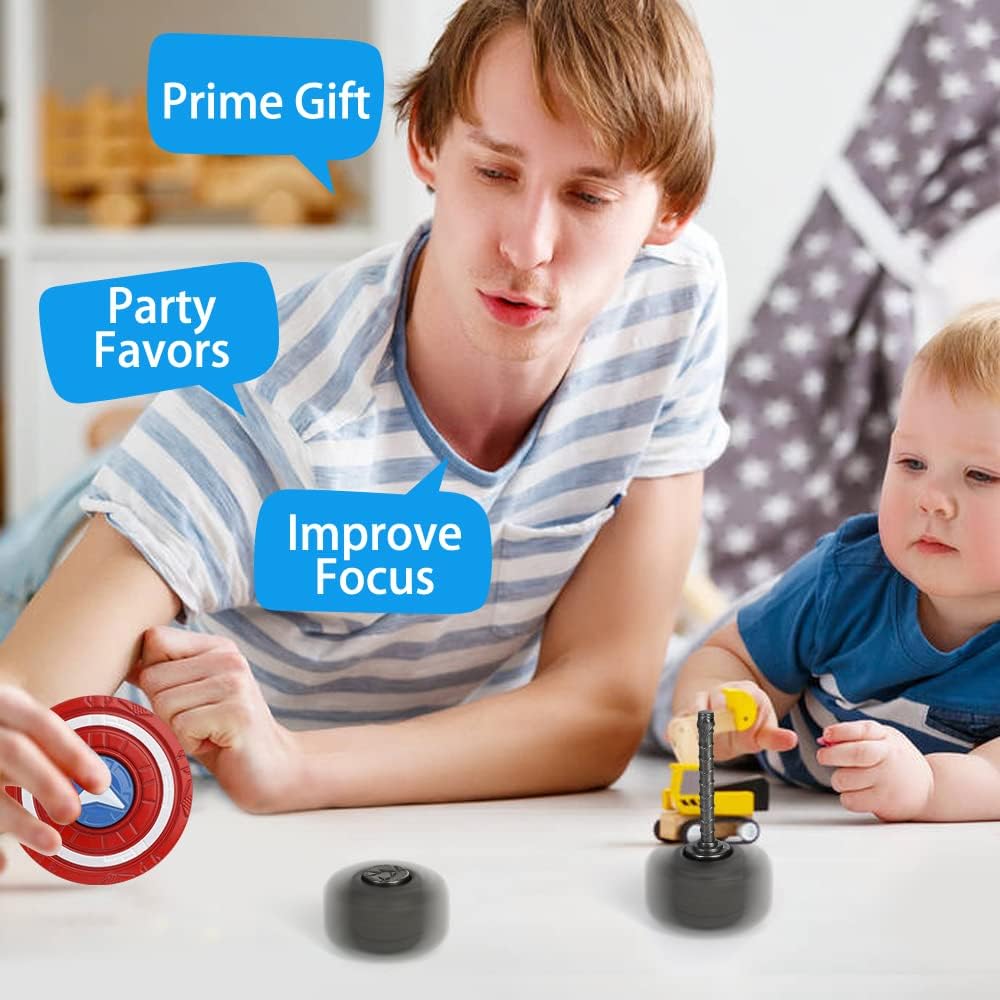 Mjolnir Fidget Spinner Cube Toy for Kids Adult, Hammer Figit Hand Spinner with Shield Finger Spinner Metal Block Transformable Gyro Fidget Keychain, Cool Gadget Bag Filler Gift 2 Pack