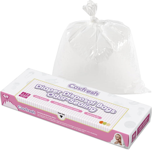 Odor Sealing Baby Diaper Disposal Bags - L/90 Counts Unscented, Large Capcity Diaper Trash Sacks for Home, Travel & On-the-Go Use (Color:White)