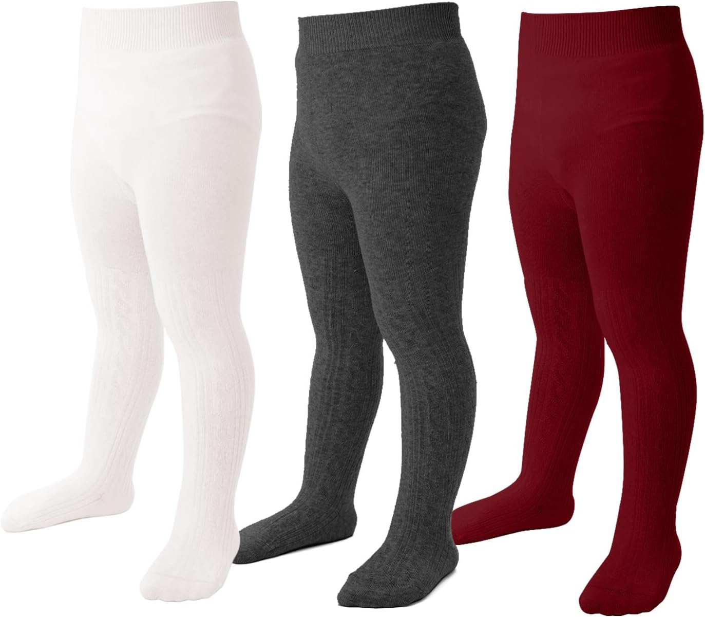Marchare Baby Girls Tights Thick Solid Cable Knit Leggings Winter Warm Stockings For Toddler Girls 1/2/3/4/5 Pack