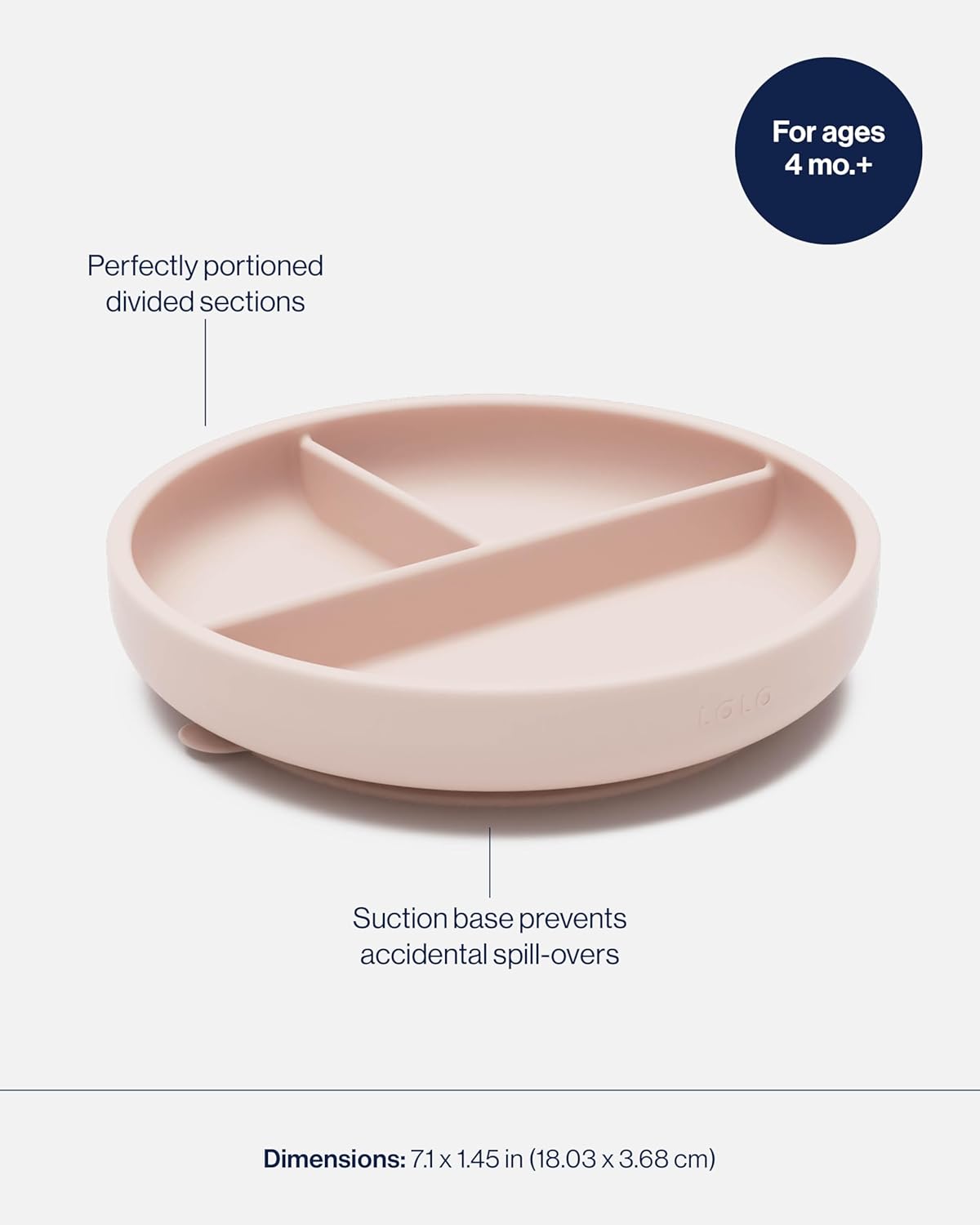 Lalo Suction Plates - 2 Pack, 100% Silicone Non-Toxic BPA-Free Baby Plates with Suction Base To Prevent Accidental Tip-Overs - Suction Plates for Toddlers With Three Divided Sections - Grapefruit
