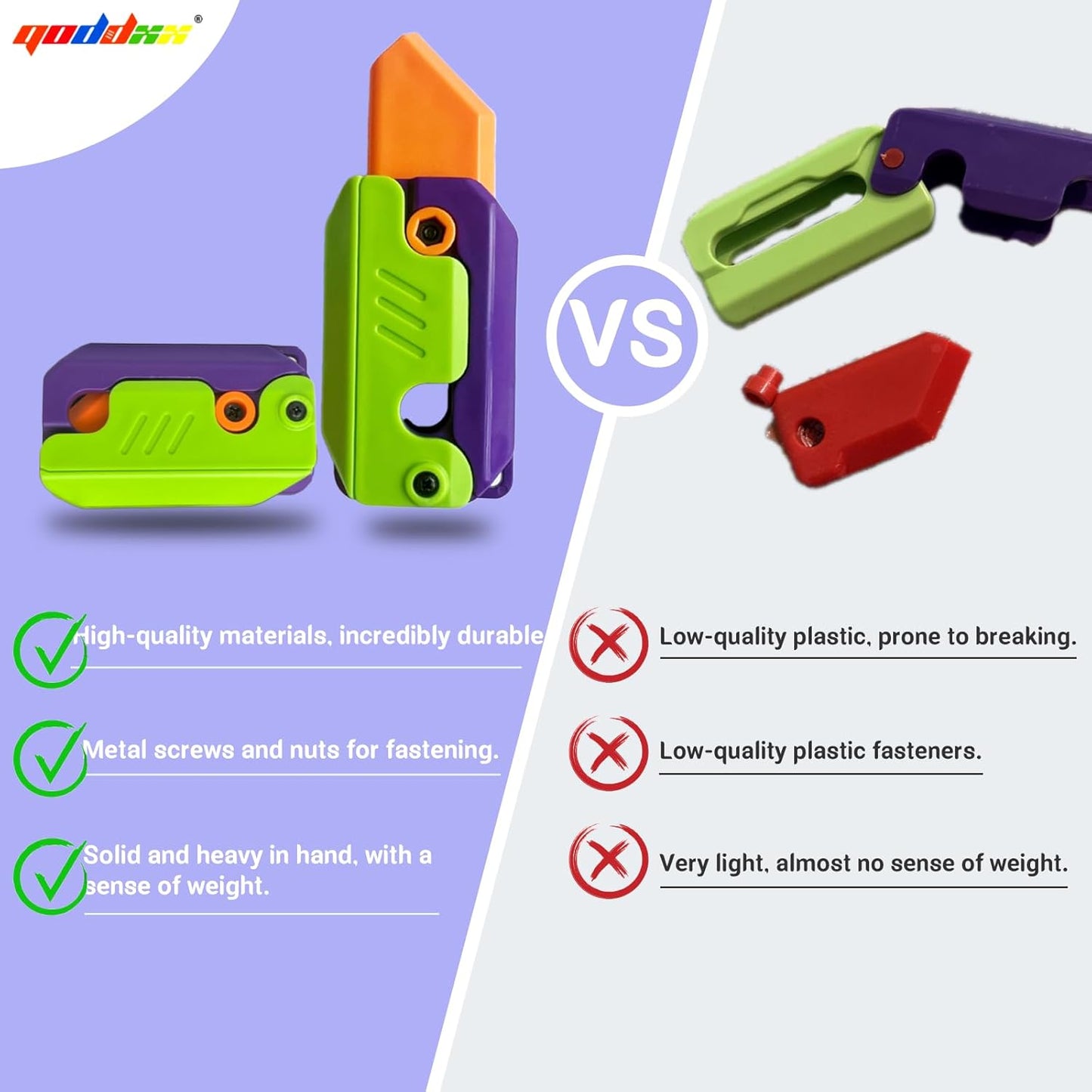 2 Pieces 3D Printing Fidget Knife Toy Carrot Toy Knife for Anxiety Stress Fidget Toys Sensory Toys Anxiety Stress Relief Toy Perfect for ADHD, ADD and Autism Purple and Purplee Knife Toy