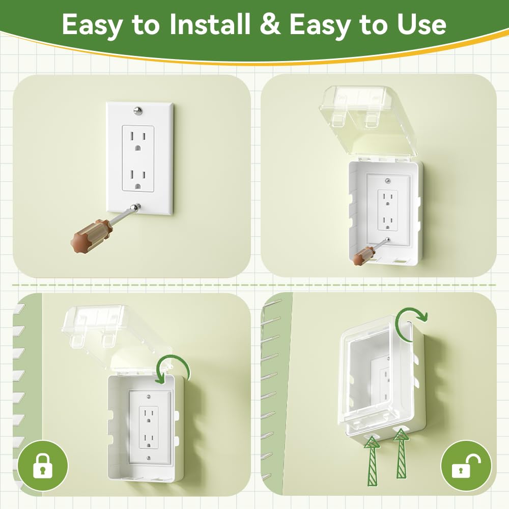 SAFELON 1Pcs Baby Proof Electrical Outlet Box Electrical Outlet Cover Baby Proof Box Plug Cover for Baby Safety (Clear-White)