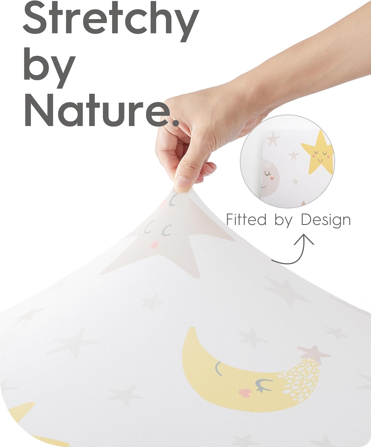 Bassinet Sheets for Baby Boy Girl, TotBasic Buttery Soft Universal Bassinet Fitted Sheet, Compatible with Halo, Mika Micky, Baby Delight, Dream On Me, Maxi COSI and More Bassinet Mattress(Smilingstar)