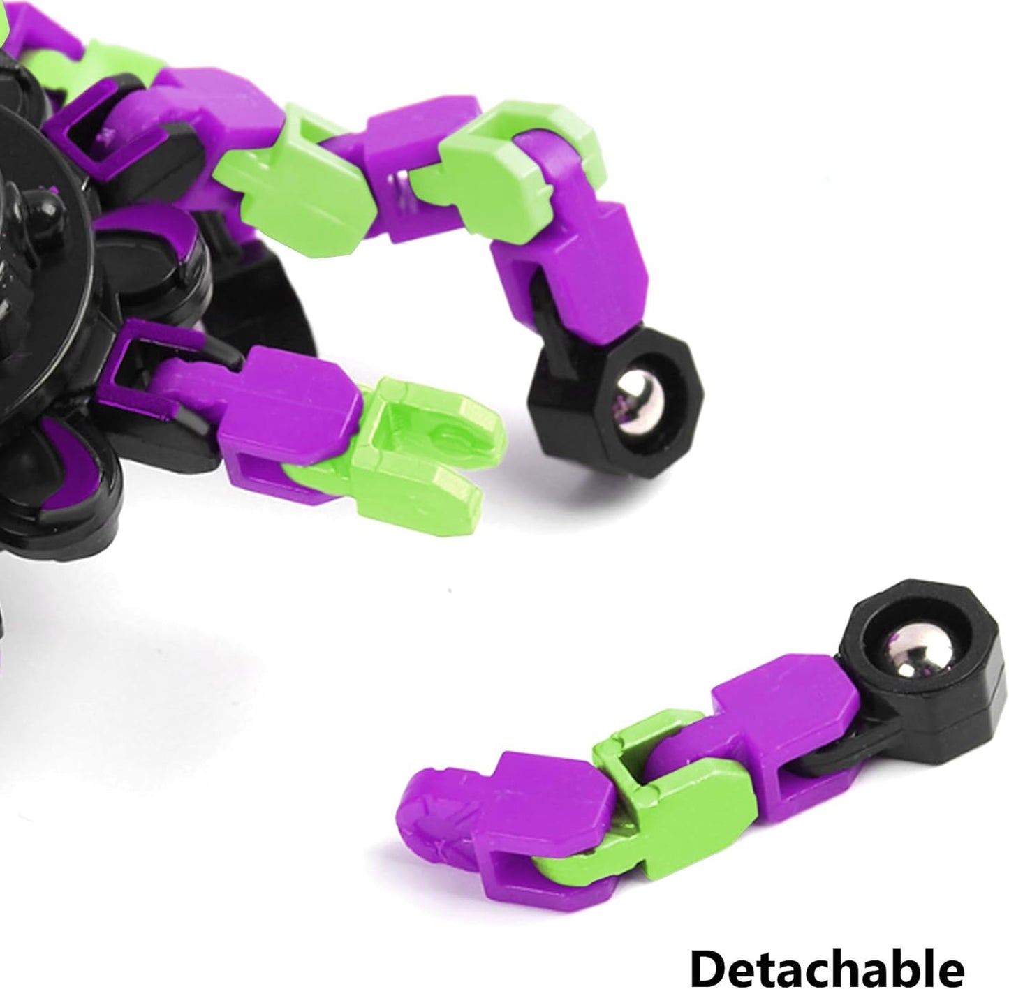 Fidget Spinners, DIY Transformable Chain Robot Finger Spinner, Glow in The Dark Deformable Creative Mechanical Gyro Toy Stress Relief Toy Fidget Fingertip Toy for Kids and Adults (2 Pack)