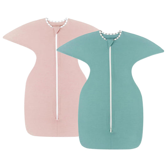 PuppyPaws Baby Sleep Sack 2-Pack Set, Transitional Swaddle, Sleep Sack 6-9 Months, Wearable Blanket Baby with 2-Way Zipper Summer, 95% Rayon derived from Bamboo, 5% Spandex