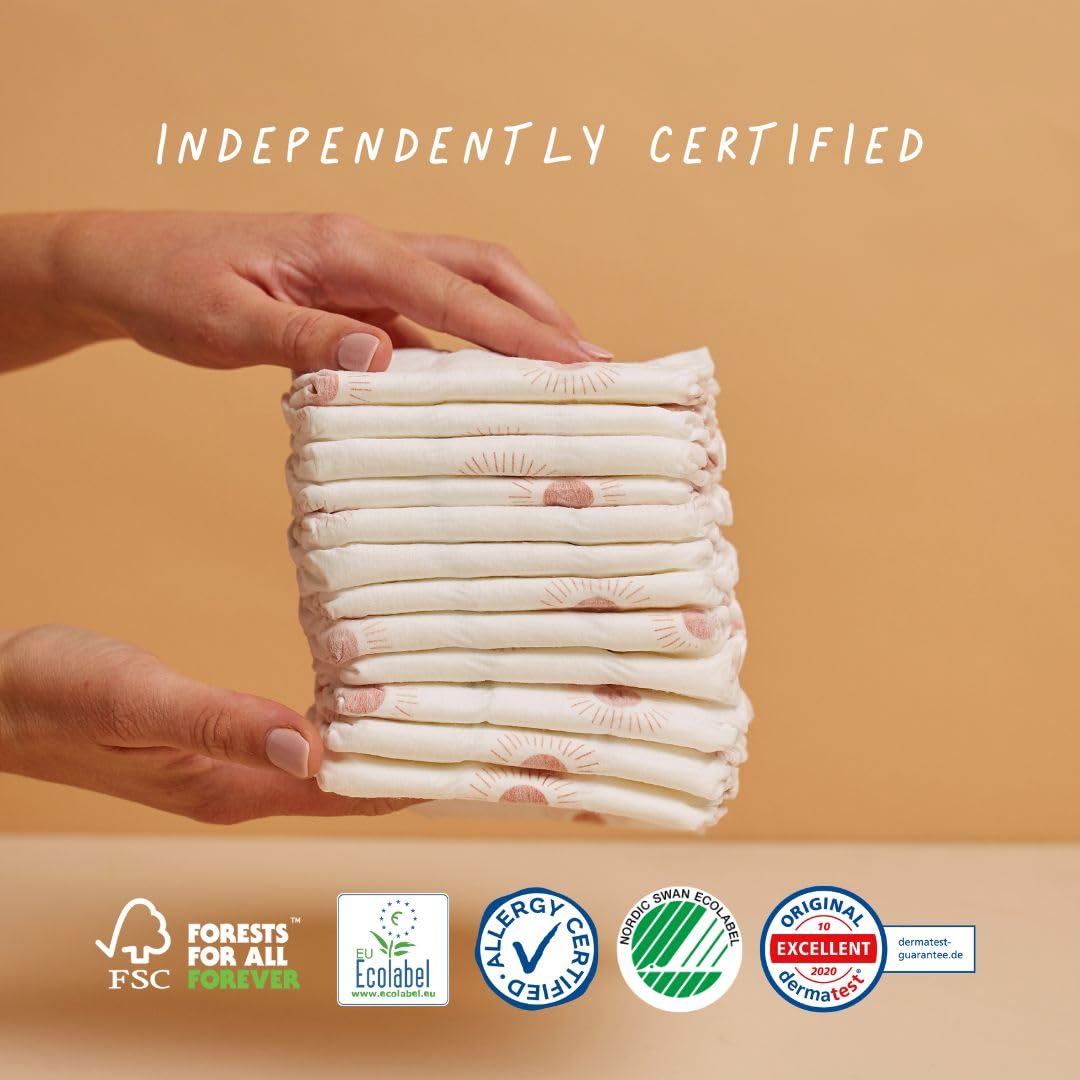 Joonya Baby Diapers, Size 1 XS (4-9 lb) - 6 Bags of 32 (192) - New Range - NonToxic, Eco-Friendly, Ultra Slim, Overnight Use - Made in Denmark