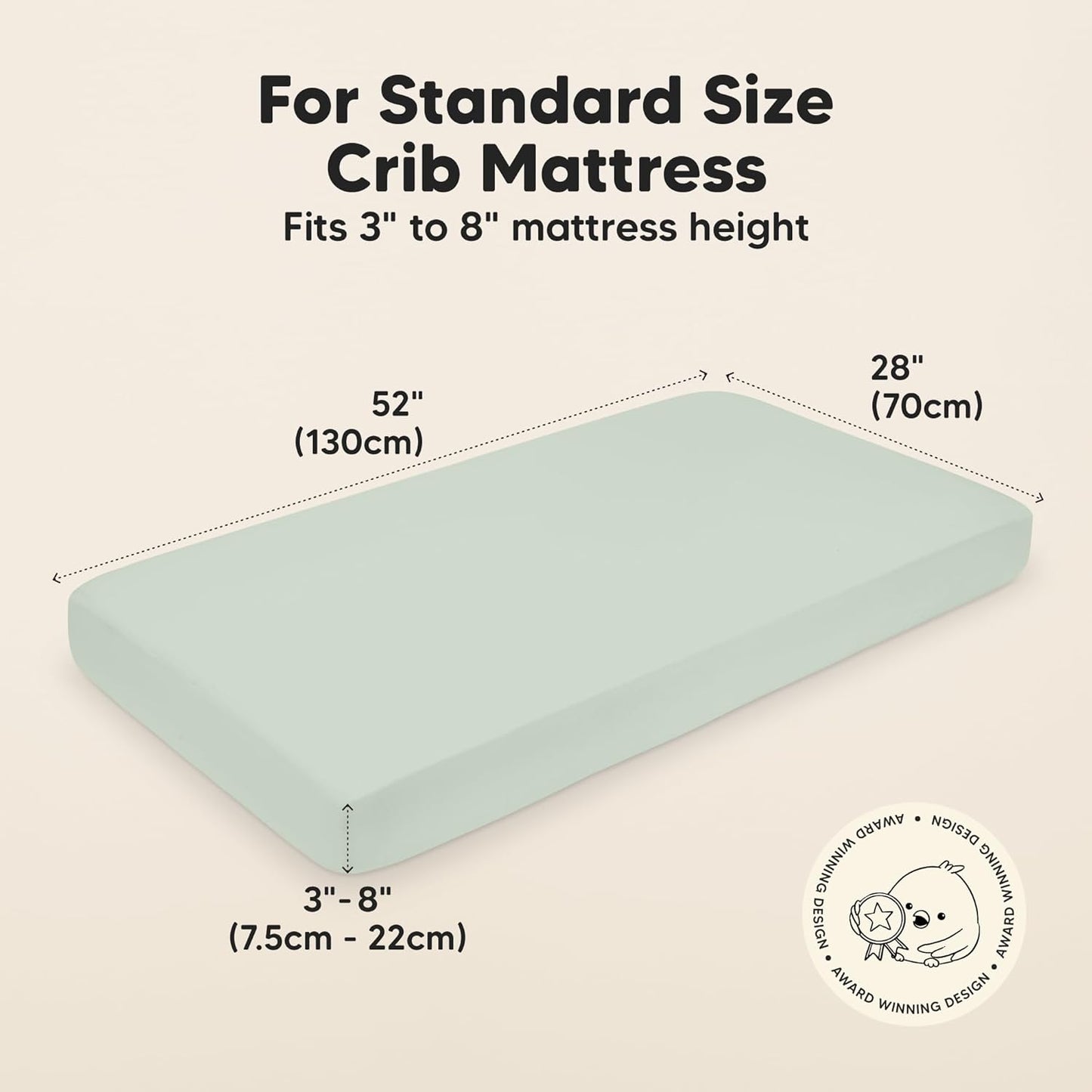 KeaBabies 2-Pack Baby Crib Sheets for Boys, Girls - 52x28 Viscose Derived from Bamboo Toddler Bed Sheets Neutral, Fitted Crib Mattress Cover for Standard Baby Bedding, Soft & Cozy (Sage)