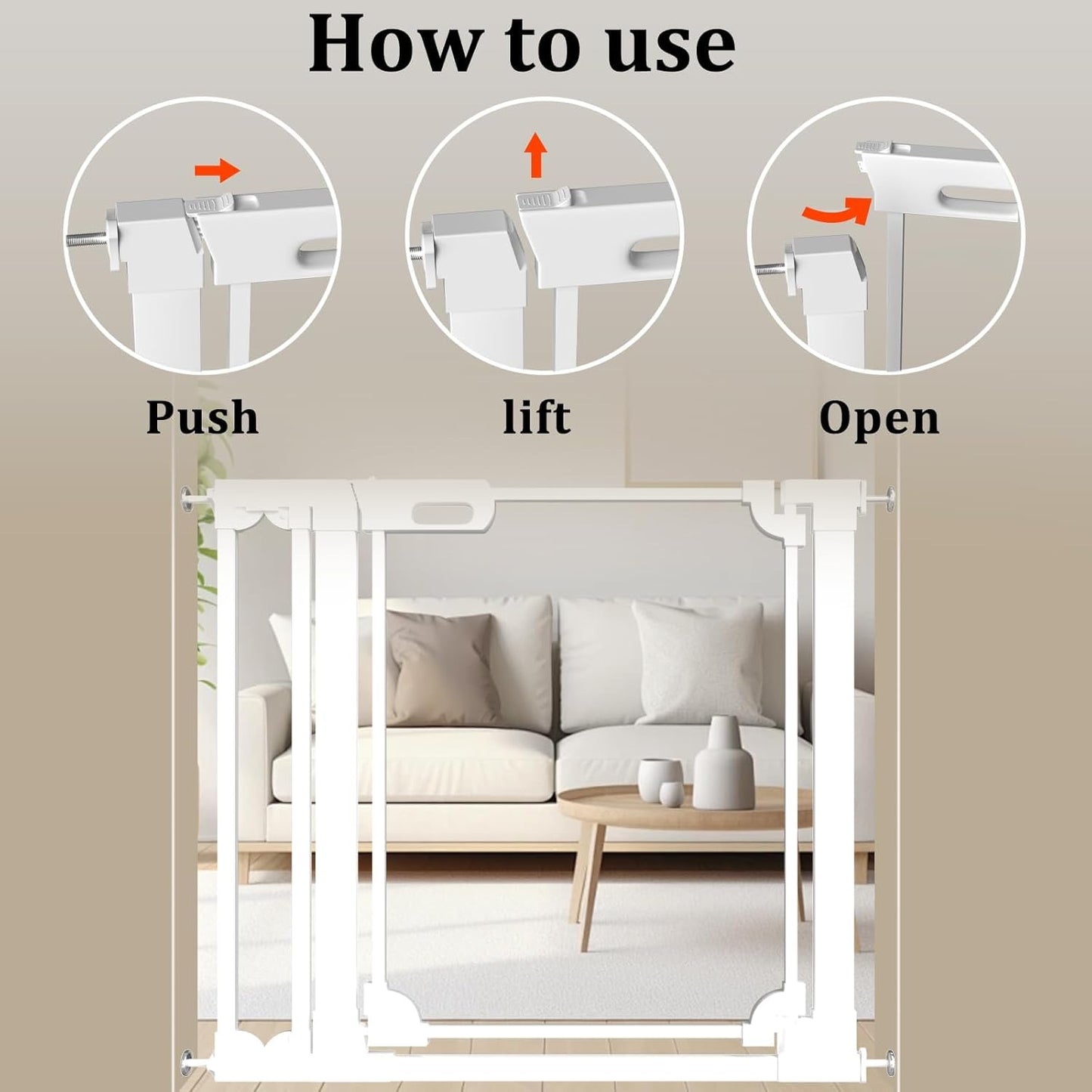 WAOWAO Clear Acrylic Baby Gate for Stairs Modern Design Acrylic Auto Close Pet Gate, 57.87-66.14" Wide Safety Baby Gate for Doorways,White Clear Dog Gates Indoor, Hallways,Kitchen