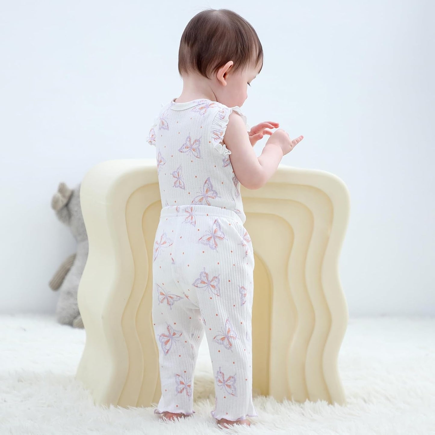 Baby Bodysuit 6 Pack Soft Mixed Ribbed Short Sleeve Romper Infant Boy Girl Clothes Set