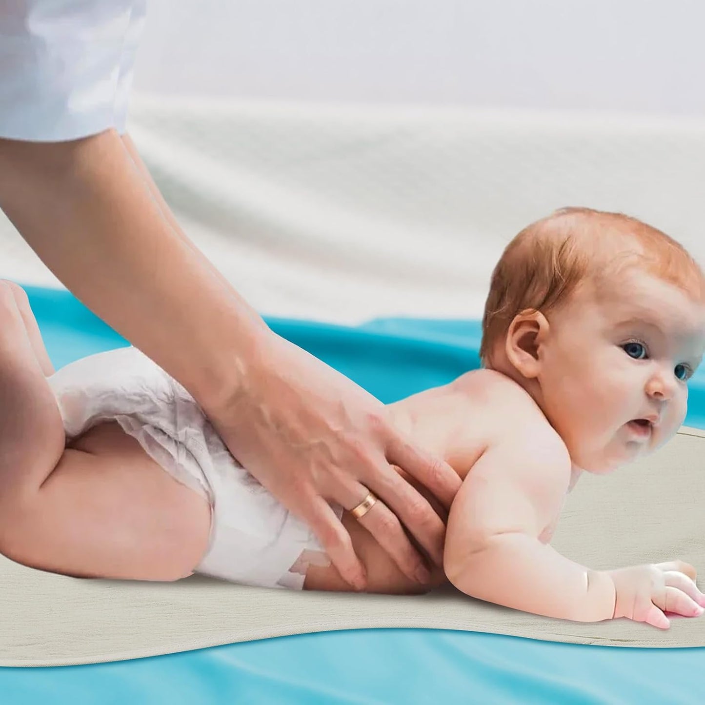 3 Pcs Changing Pad Liners Fits in Peanut Shape Changing Pad Waterproof Diaper Mats Organic Cotton Peanut Mats are Warm on a Baby's Back, Washable Reusable (Mallard Duck,Flaxen)