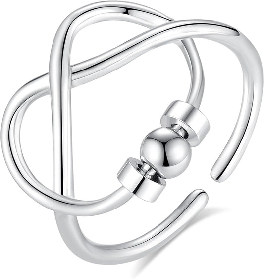 INFUSEU Funny Spinner Fidget Rings for Women Girls Anti Anxiety Stress Worry, Adjustable Size