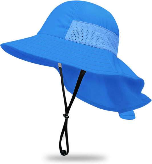 Toddler Baby Sun Hat Kids Summer UPF 50+ for Boys Girls Adjustable Beach Hats with Bucket Wide Brim Age 1-7 Years