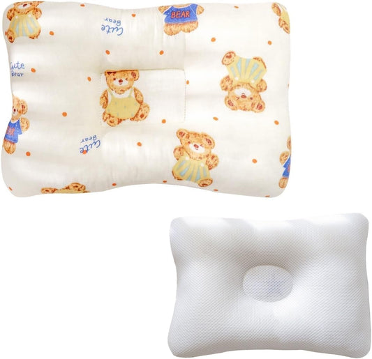 Unisex Pillow 13x9x2, Hypoallergenic Airmesh Breathable Cool 100% Cotton, Control Sweat, Ideal for Travel, Small, Car, Travel, MultiFunctual Small Decor Pillows (Teddy Design)