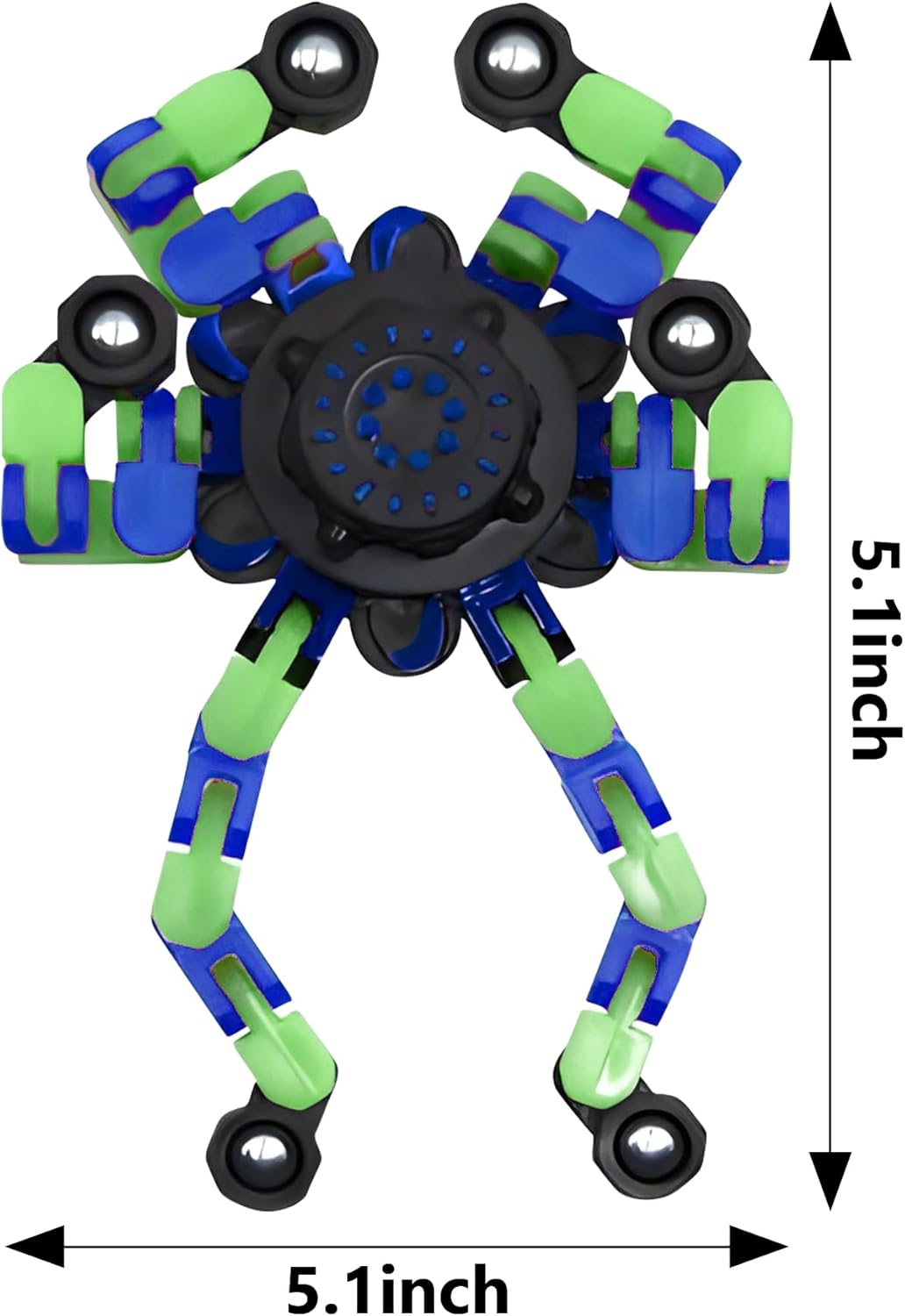 Fidget Spinners, DIY Transformable Chain Robot Finger Spinner, Glow in The Dark Deformable Creative Mechanical Gyro Toy Stress Relief Toy Fidget Fingertip Toy for Kids and Adults (6 Pack)