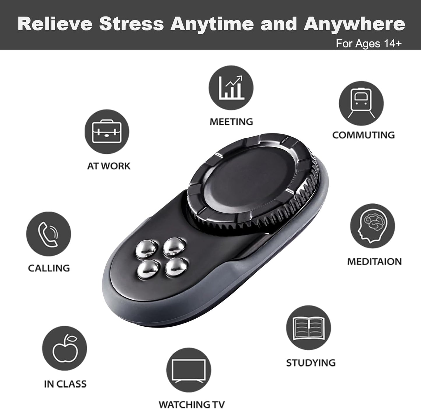 Fidget Toys Adults, OPPKIE Handheld Metal Desk Sensory Fidgets Toy Promotes Focus for Home Office Outdoors, Satisfying Toy for Men Teens Adults, Stress Pressure Anxiety Relief Tools (Black)