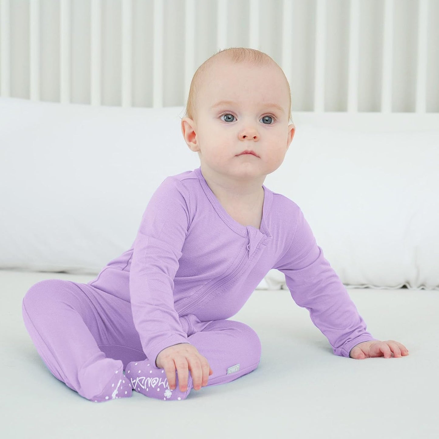 Baby Bamboo Rayon Romper Infant Footies Long Sleeve Double Zipper Outfits 2-Pack One-Piece Jumpsuits