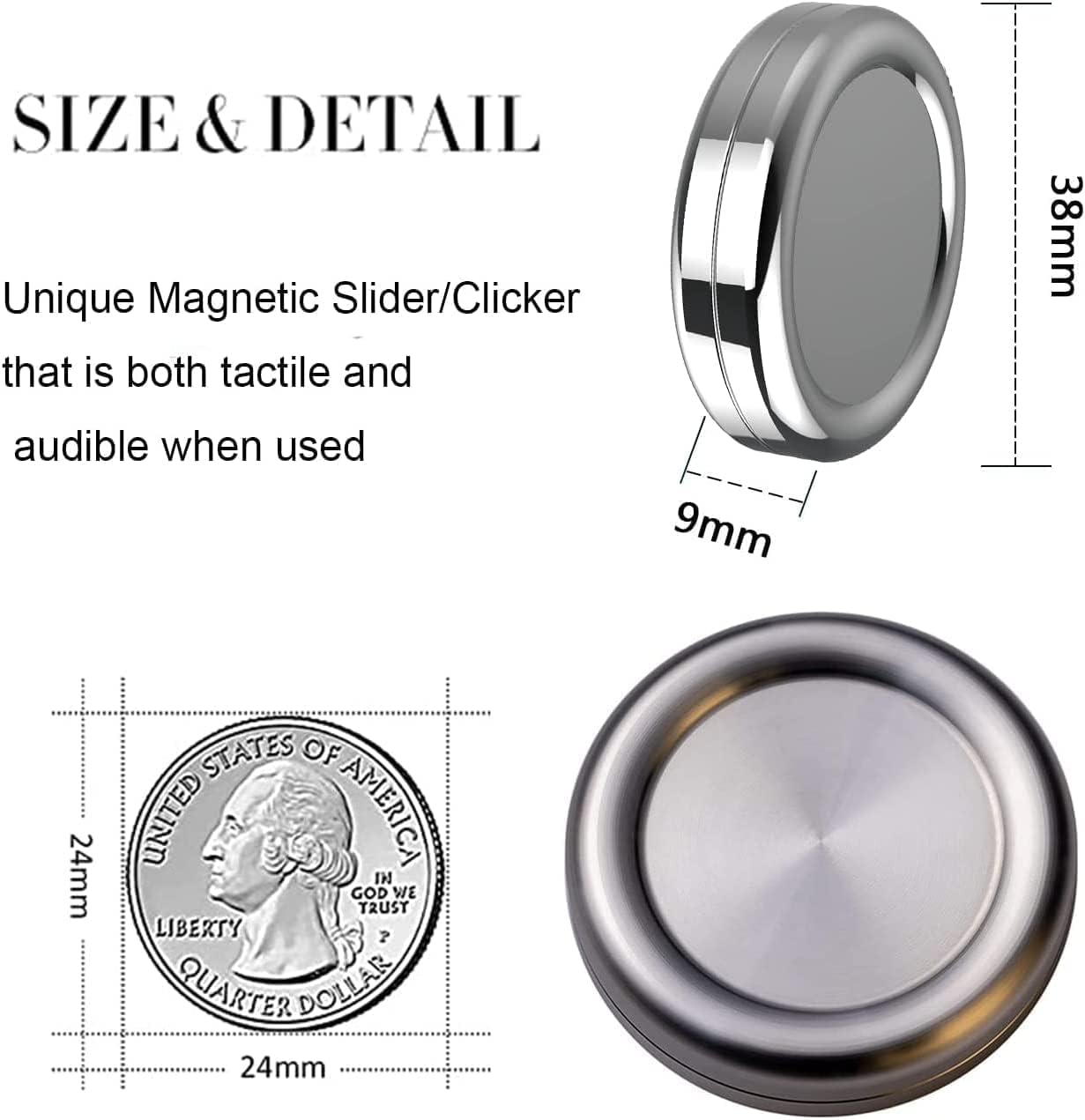 Haptic Coins Fidget Slider Fidget Clicker Adult Metal EDC Office Decor for Desk Toys Perfect for ADHD, ADD Anxiety Relief Gifts for Men