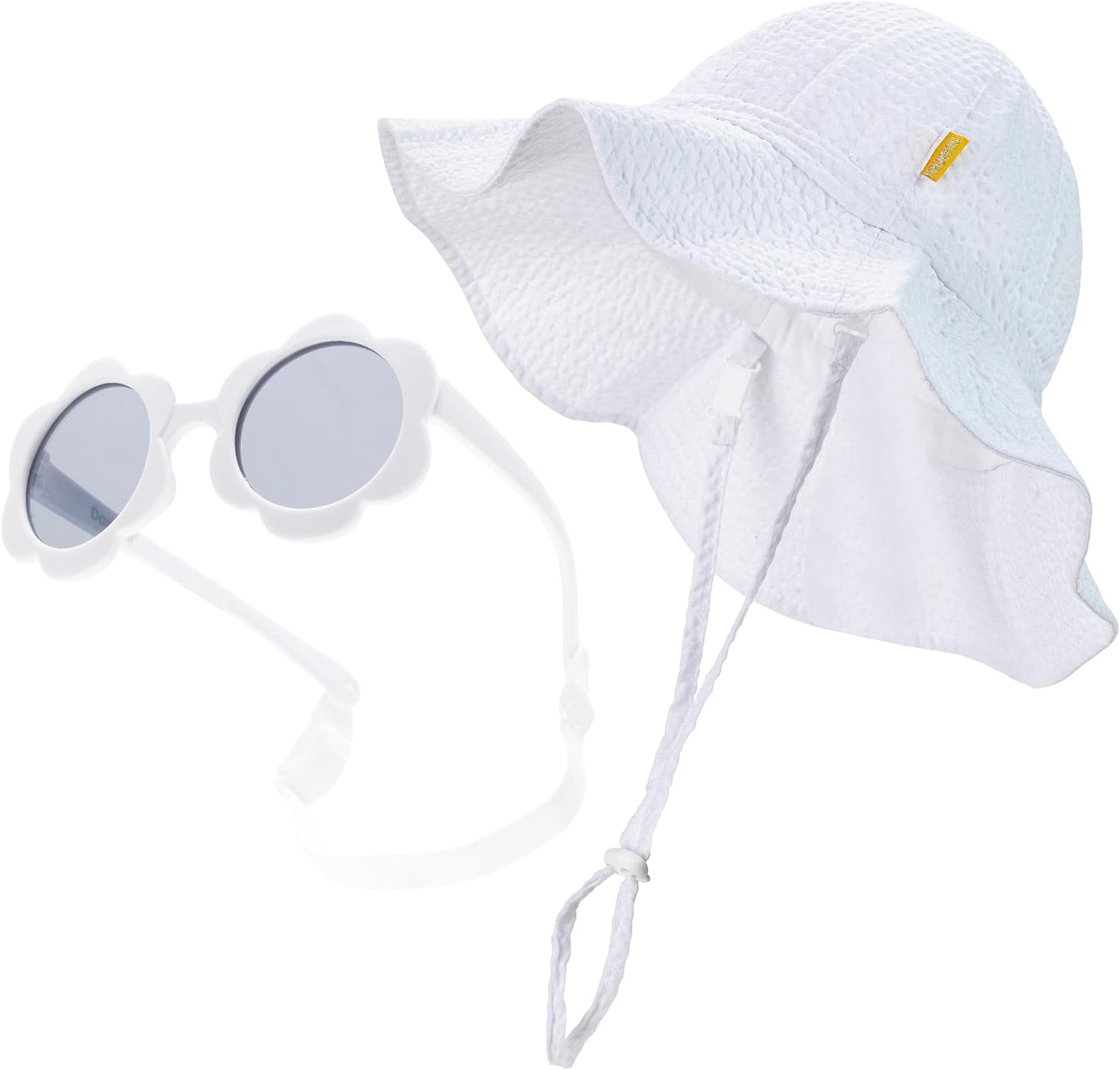 Baby & Toddler Wide Brim Sun Hats UPF 50+ Sun Protection Bucket Cap Cute Adjustable Hat in Seersucker