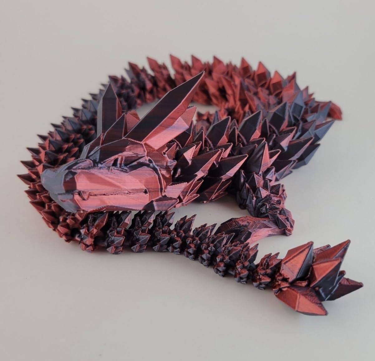 Crystal Dragon - Articulated Flexi Dragon - 3D Printed Gift (Teen, Red/Black)
