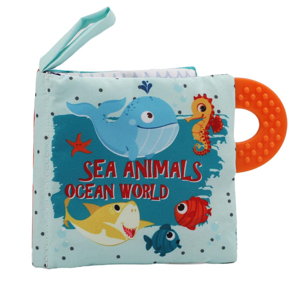 High Contrast Baby Books, Black and White Cloth Crinkle Books for Babies Infant Toys 0-3-6-12-18 Months, Shower Baby Gifts, Teething Teether Sensory Toy for Boys Girls, Fish, 2PCS