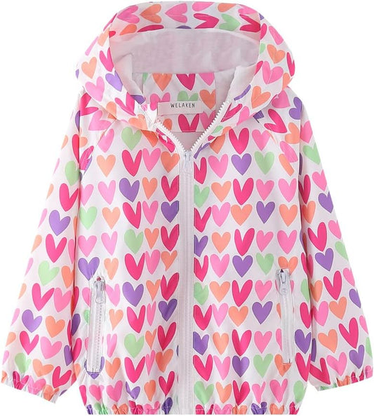 WELAKEN Lightweight Jacket for Girls Kids & Toddler II Girls' Print Water-Resistant Jacket