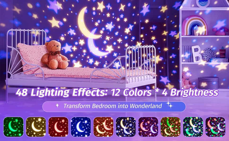 One Fire Star Projector Night Light for Kids Room, Bluetooth Speaker+Remote, 48 Lighting Cool Star Light Projector, Kids Room Decor, Christmas Gifts