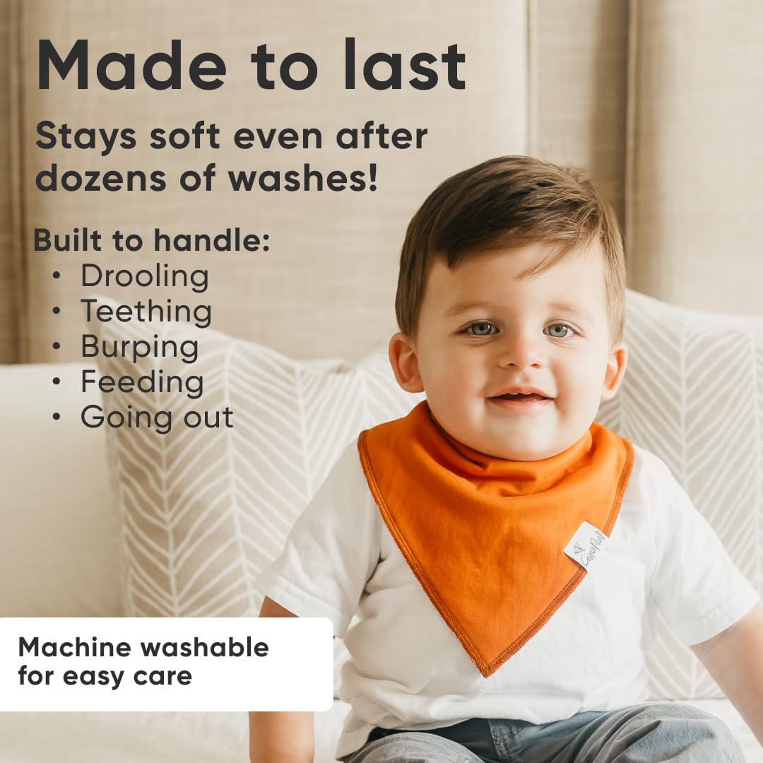 Copper Pearl 4 Pack Soft Cotton Baby Bibs for Drooling and Teething, Absorbent Drool Bibs for Baby Girl and Boy, Adjustable to Fit Newborns to Toddlers, Tons of Styles (Blaze)