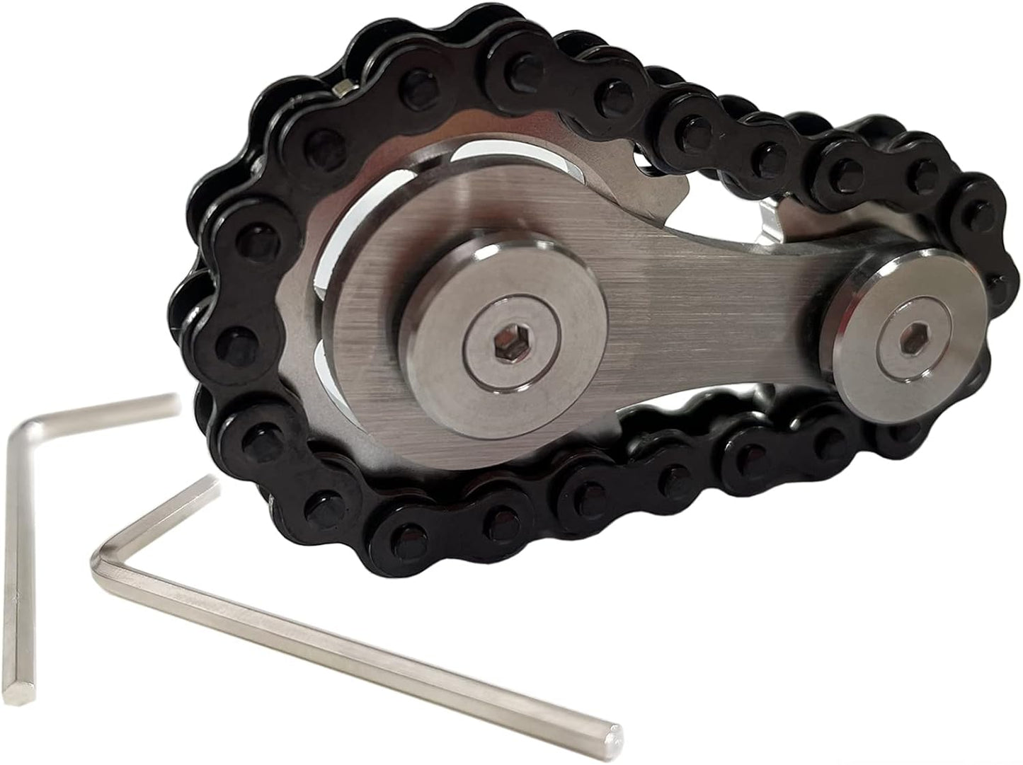 Stainless Steel Sprocket Fidgets Chain Fidget Cube Gears Linkage Bike Chain Novelty Fidget Block Kinetic Desk Toy Metal EDC Focus Meditation Break Bad Habits ADHD (Black)