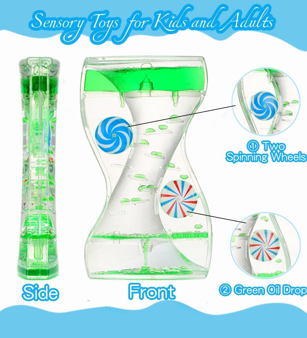 Liquid Motion Bubbler Sensory Toys Calm Stress Relief Liquid Motion Bubbler Pen Fidget Pen ADHD Anxiety Autism Toy Desk Decor Bubble Timers for Kids and Adults Gifts 3 Pack