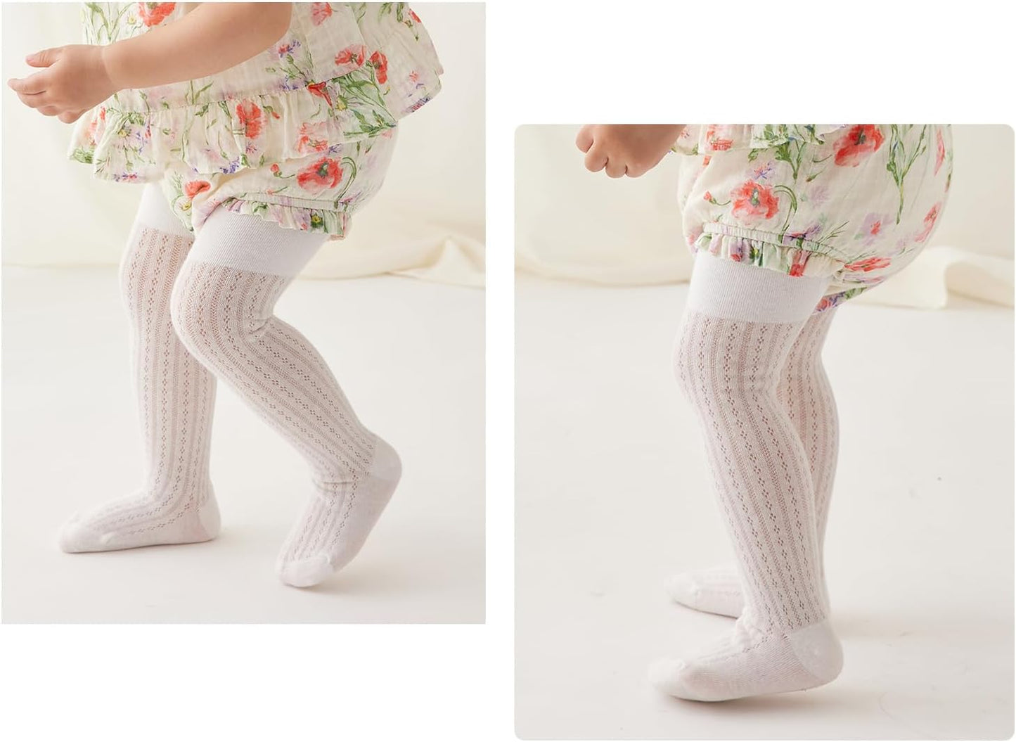 CHUNG Baby Girls Cotton Tights Thin Hollowed Summer with Bowknot Mesh Lace Fashion Toddler Footed Legging Pantyhose