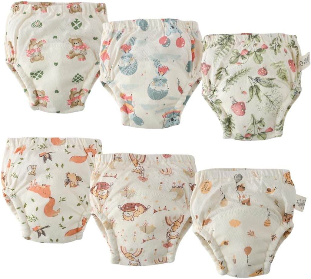 Baby Training Underpants,Soft Cotton Absorbent Potty Training Underwear For Baby Boys And Girls 6 Pack