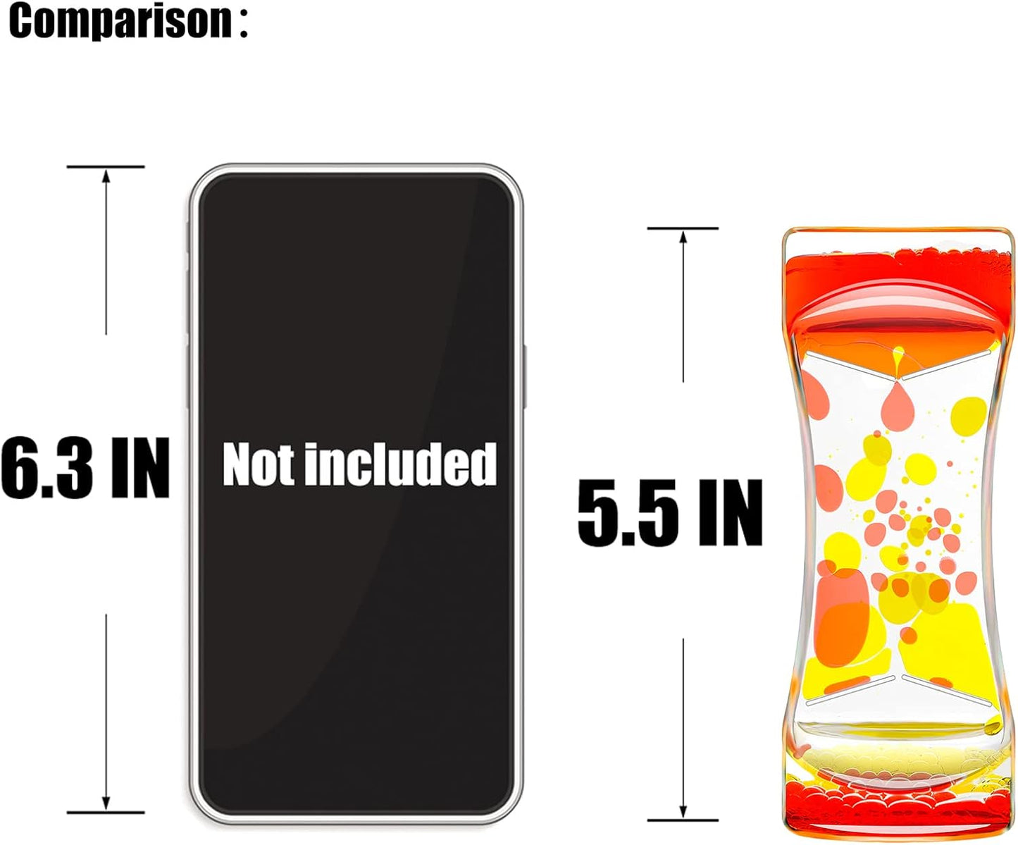 Liquid Motion Bubbler Timer Set of 1 for Sensory Toys, Drop Oil Water Fidget Liquid Timer for Autism Toys, Relaxing Activity, Home Office Desk Toys, Holiday Stocking Filler Gift Red Yellow