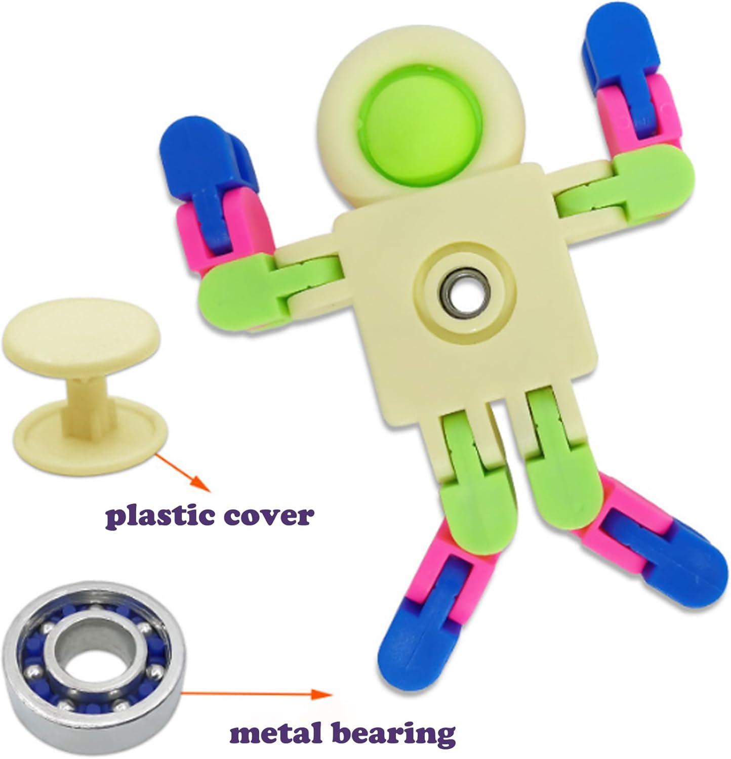 Fidget Spinners, Transformable Chain Robot Fingertip Toy, Gyro Fidget Sensory Toys, Stress Relief Fidget Toy for Kids Adult, Pinata Goodie Bag Stuffers Birthday School Gift (4 Pack)