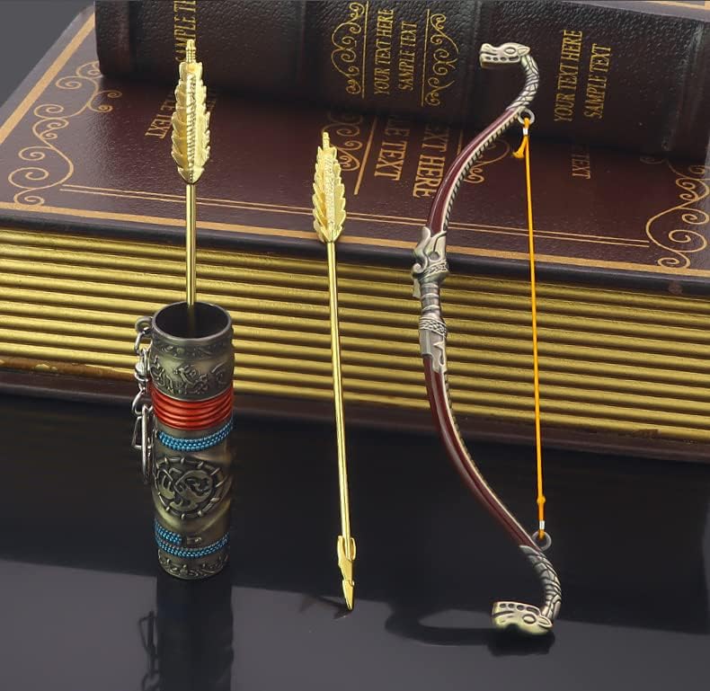 Superbuybox God of War Ragnarök Atreus Talon Bow and Arrow in Quiver Action Figures Game Toys Collection Keychain Gift Desk Decoration Backpack Pendant Gift