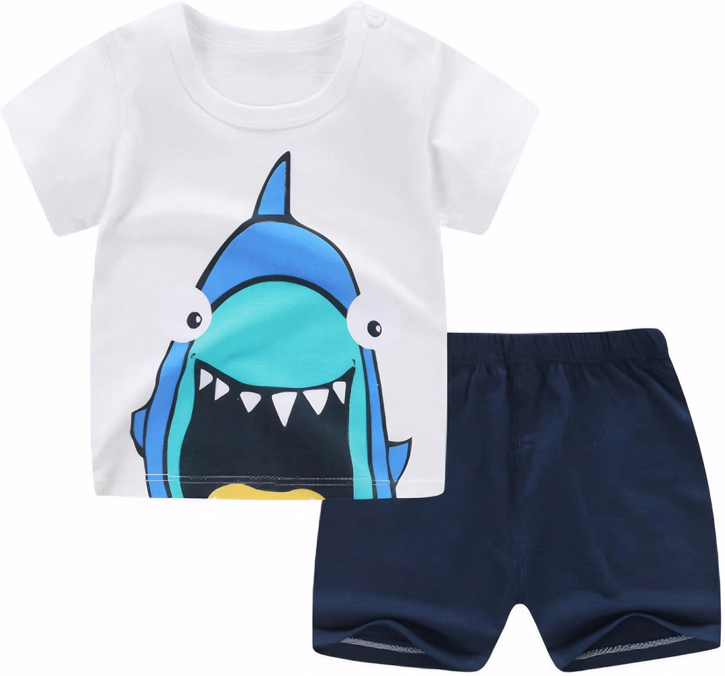 Baby Toddler Boys 4 Pieces T-shirts and Shorts Dinosaur Tops & Shorts Summer Outfits