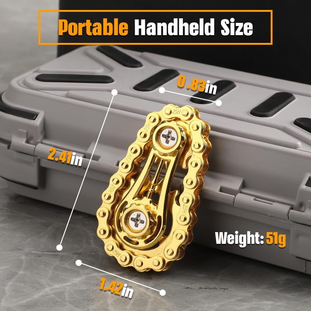 Fidget Chain Gear Toy, Metal Hand Roller Fidget Spinner for Kids Adults, Metal Assemble Sprockets Bike Chain Gears, EDC Novelty Stress Relief Desk Office Birthday Gift for Goodie Bag Fillers